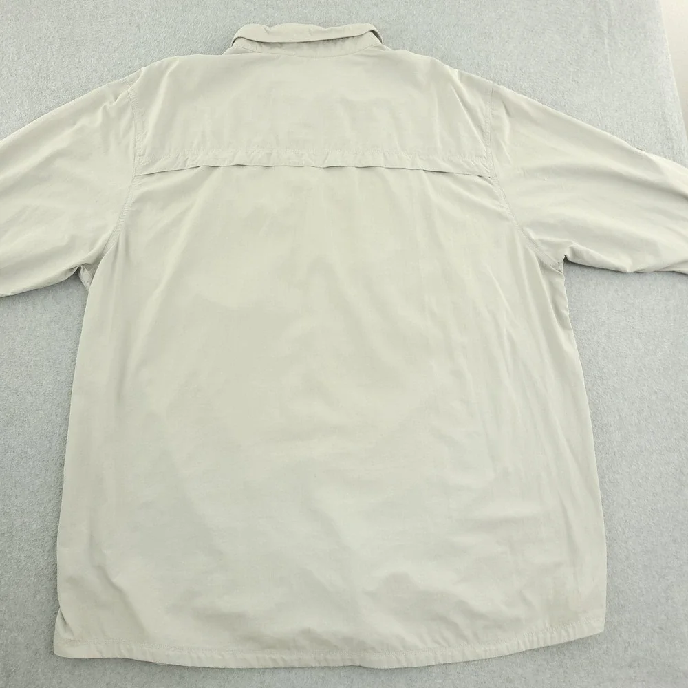 The North Face Shirt Mens 2XL Beige Solid Long Sleeve Button Up Outdoor Fishing